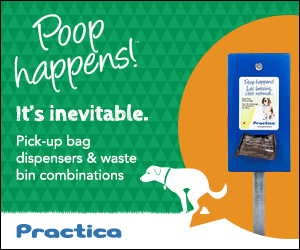 Poop happens! Pick-up bag dispensers & waste bin combos from Practica
