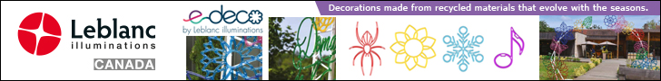 Decorations made from recycled materials that evolve with the seasons.